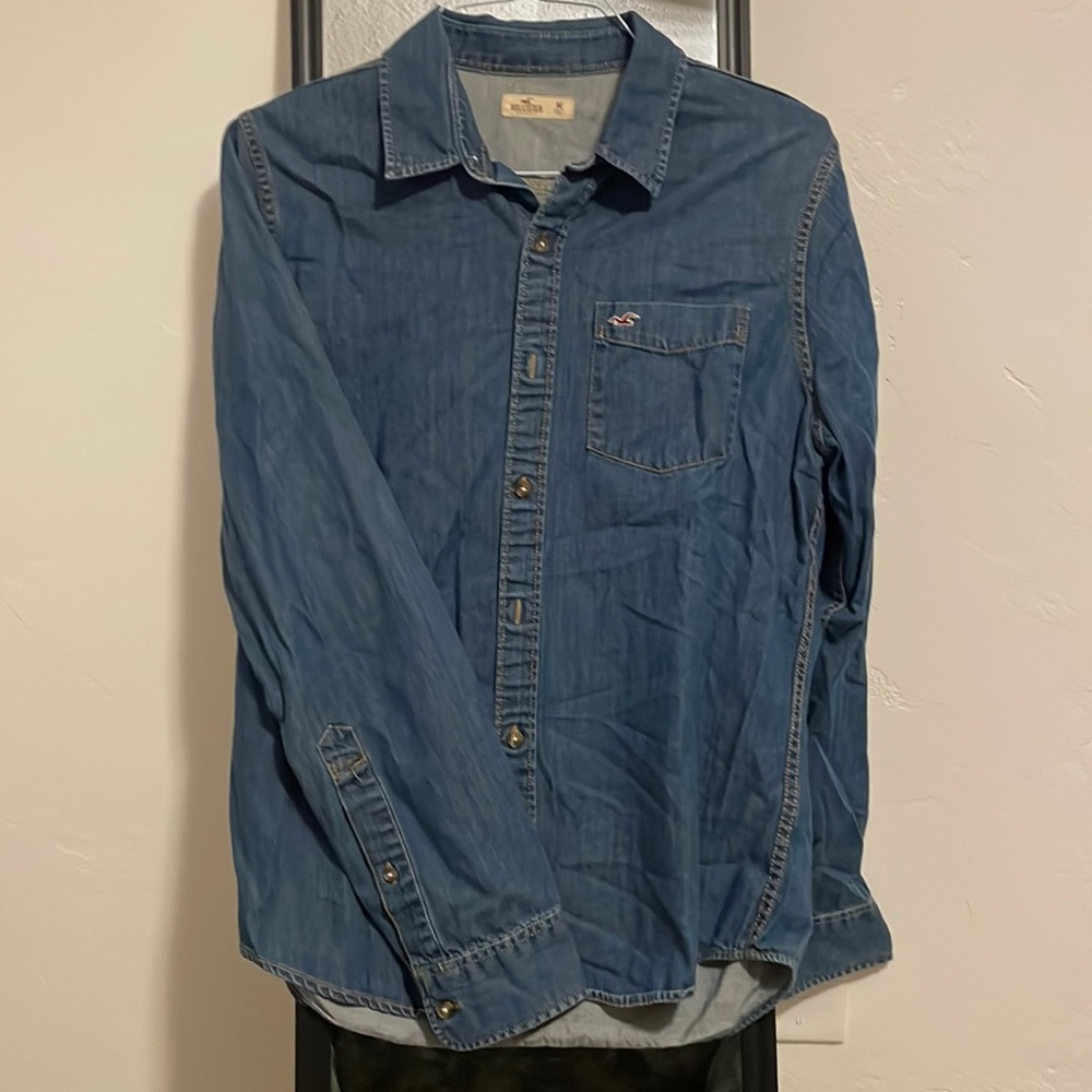 Hollister denim jean button up.